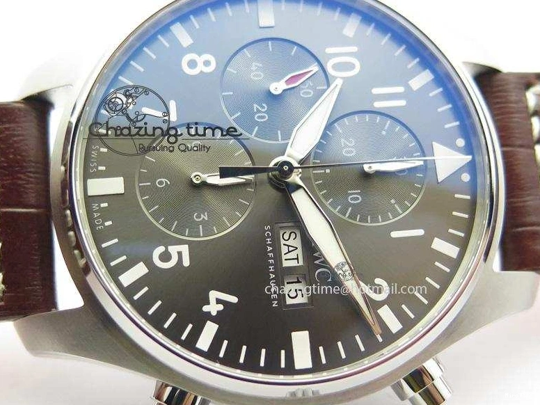 MIROTIME 0113 Youthful 2016 Pilot Chrono SS IW377719 ZF Best Edition On Brown Leather Strap A 7291